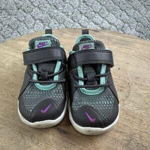 Nike Toddler Flex Contact 2 Size 5C Black & Teal‎ Sneakers With Strap Size 5C